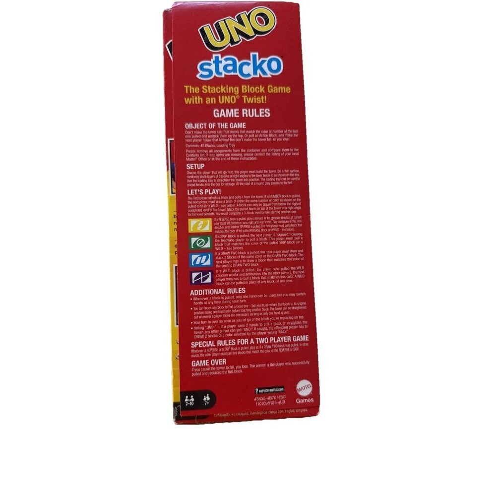 Uno Stacko Stacking Block Game 2020 Pre-owned In Box - Picture 4 of 9